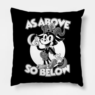 Pagan As Above So Below Funny Satanic Baphomet Retro Cartoon Pillow