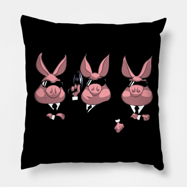 Pigs in black Pillow by zilone