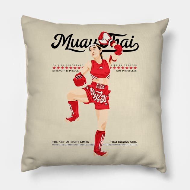 Muay Thai Boxing Girl Pillow by KewaleeTee