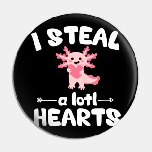 Axolotl Lover Funny Valentines Day Kawaii Anime Steal Hearts Pin