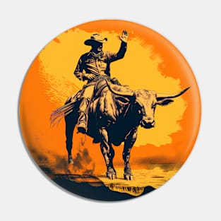 Cowboy & bull III Pin