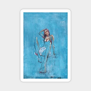 Seated Woman in Blue Magnet