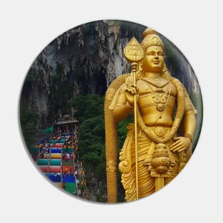 Lord Murugan and stairs at Batu Caves 3 Pin