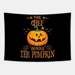 Mens The CHEF Behind The Pumpkin T shirt Funny Halloween Tapestry