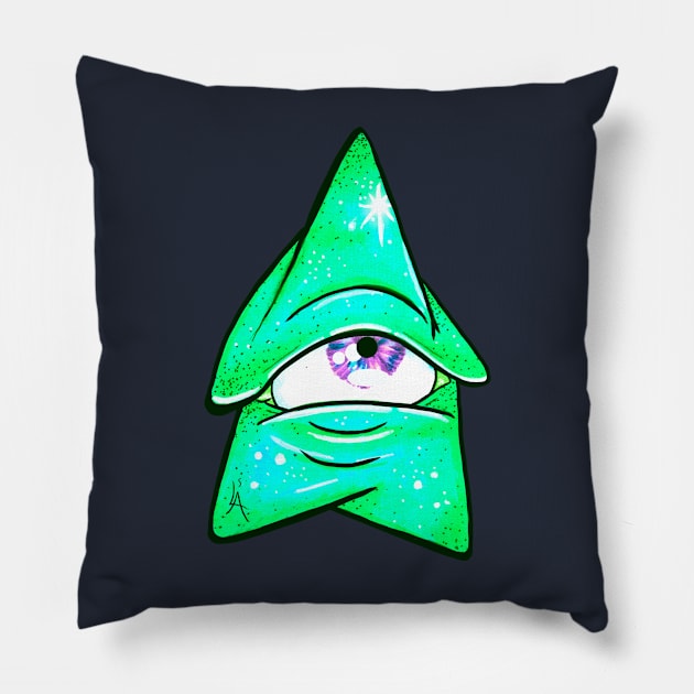 The Green Cosmic Mushroom Pillow by Lisastle