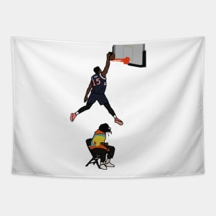 Dennis Smith Jr 2019 NBA Slam Dunk Contest Jump Over J Cole - New York Knicks Tapestry