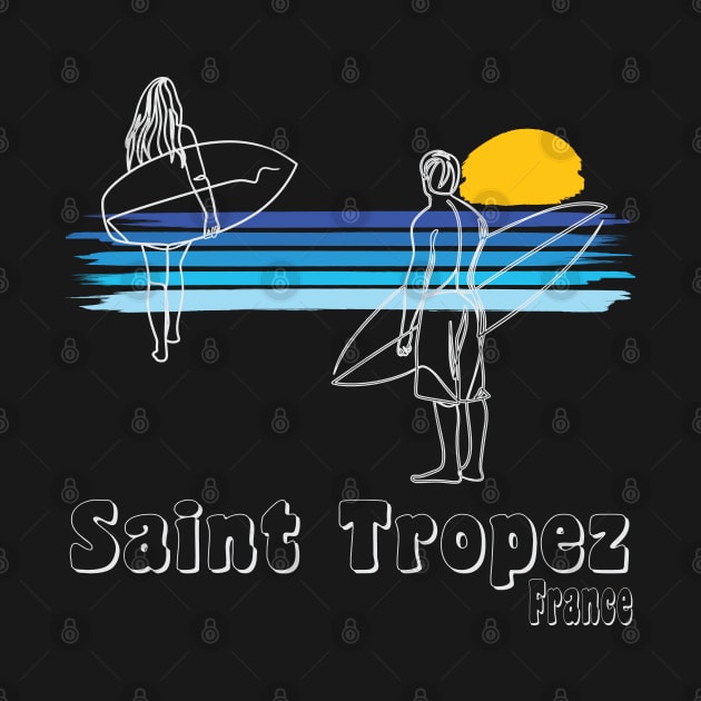 Saint Tropez Surfing Beach Surf Guy Girl by Surfer Dave Designs