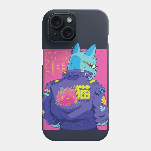 Cyberpunk Anime Cat Phone Case by Kali Space