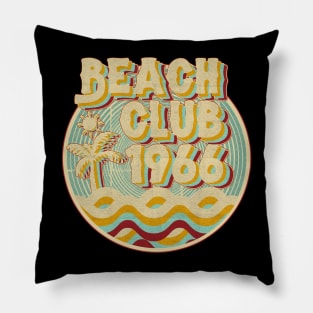 vintage retro beach club 70s 1966 with spirale turqoise Pillow