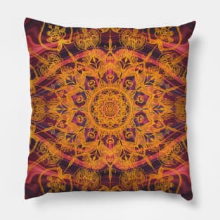 Gold Mandala on Pink Marble Pillow