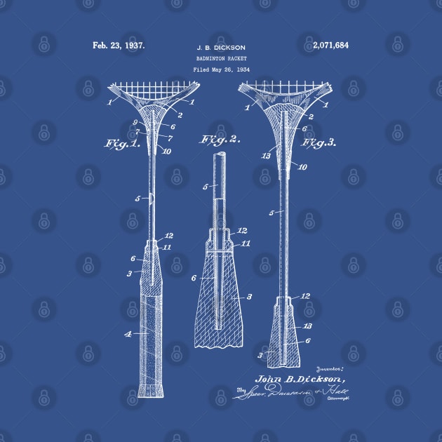 Badminton Racket Patent - Badminton Player Coach Club Art - Blueprint by patentpress