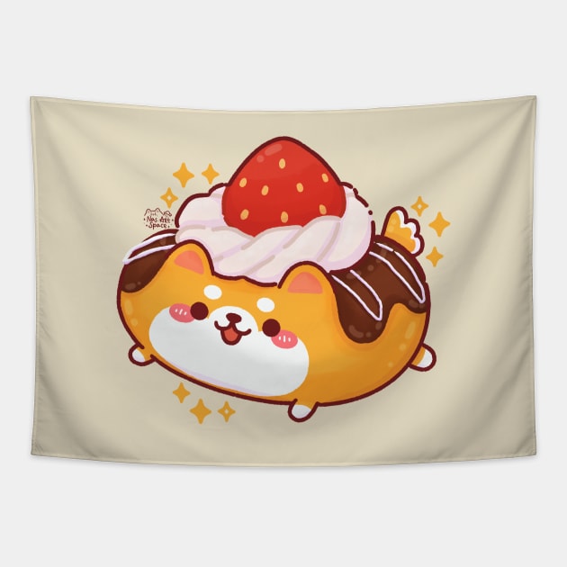 Cute Strawberry Shiba Dog-nut Tapestry by Nas.ArtSpace