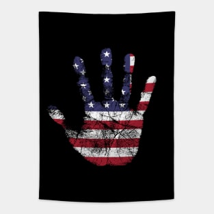 American Flag Handprint Stencil Tapestry