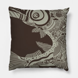 Smokin’ Salmon - Grey ink Pillow