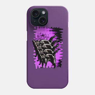 Psychedelic Black Cat Funny Purple Melty colorful background surreal collage Phone Case