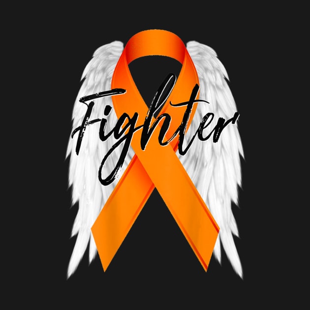 Leukemia Cancer Shirt Survivor Fighter Wings Orange Ribbon by mazurprop