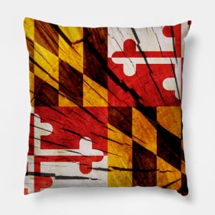 Flag of Maryland - Tree Trunk Wood Pillow