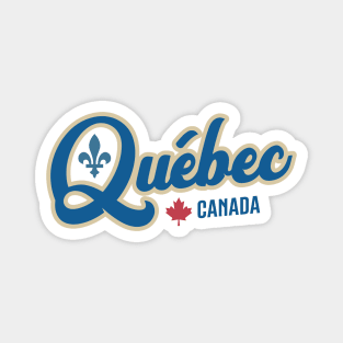 Quebec Canada Classic Athletic Script Blue Magnet