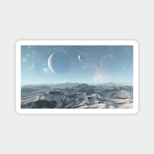 Alien planet cold mountain Magnet