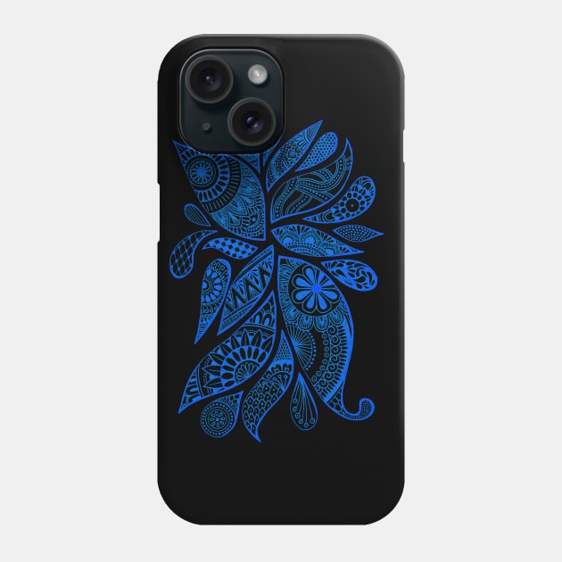 Abstract Zentangle Swirls Design (blue on black) Phone Case by calenbundalas