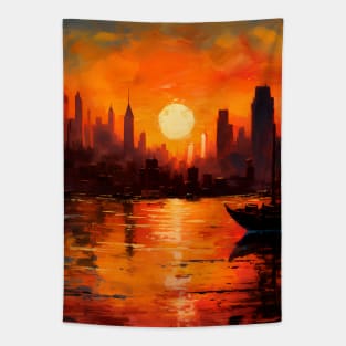 New York sunset Tapestry