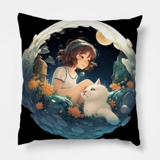 Blue Cat Lady: The Manga-inspired Kitty Portal of Joy Pillow