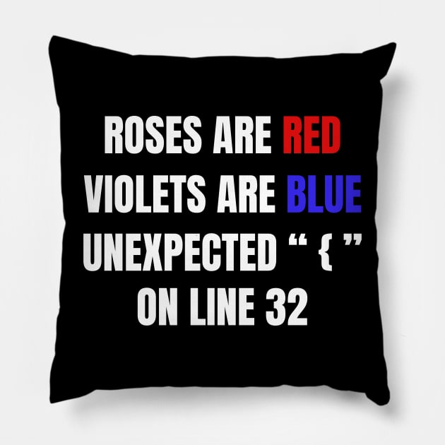 Roses Are Red Violets Are Blue Unexpected { On Line 32. Pillow by Abdoss