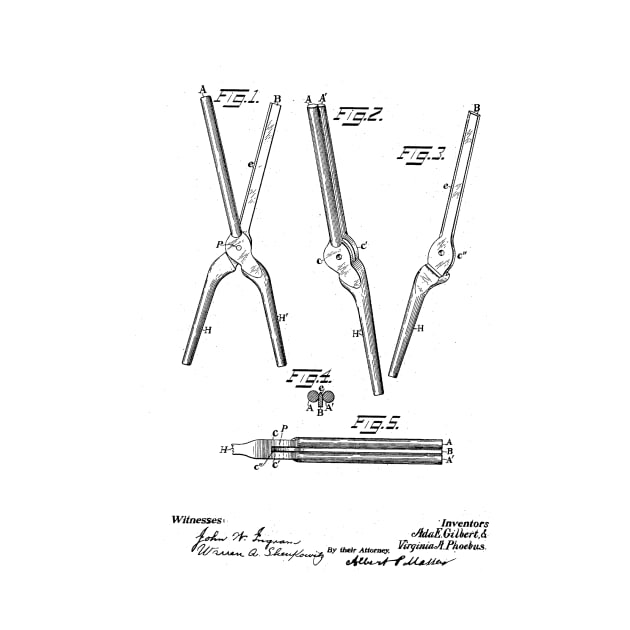 Hair curling Iron vintage patent drawing by skstring