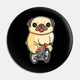 Pug Puppy Riding Bicycle Adorable Dog Bike Ride Pin