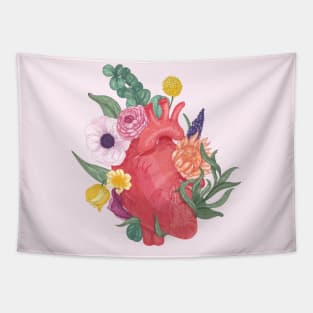 Floral human heart Tapestry