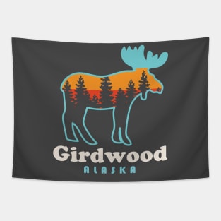 Girdwood Alaska Moose Retro Vintage Tapestry