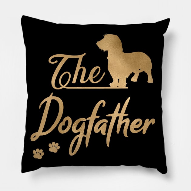 The Dachshund aka Doxie Dogfather - Wirehaired Version Pillow by JollyMarten