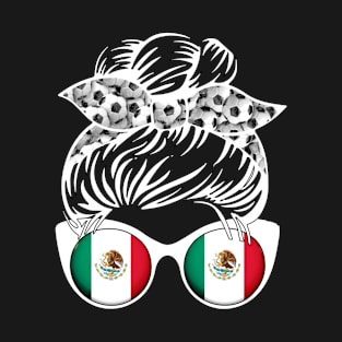 Mexico Football Messy Bun T-Shirt