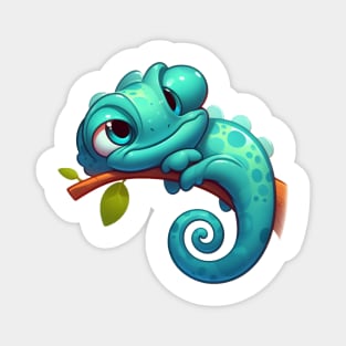 Cute Lazy Chameleon Illustration Magnet