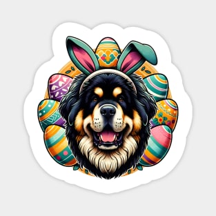 Tibetan Mastiff Celebrates Easter with Bunny Ears Magnet