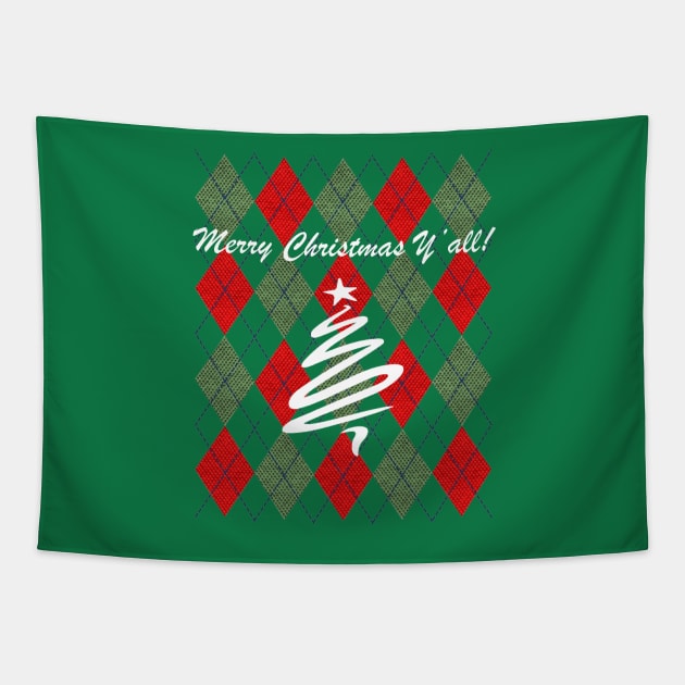 Merry Christmas Y'all Holiday Tapestry by teesbyfifi