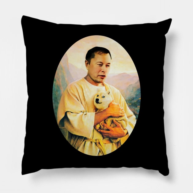 Elon Musk And Dogecoin Funny Pillow by Suchmugs