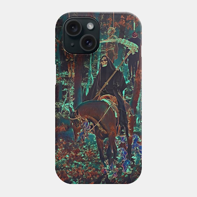 Grim reaper on horseback in the forest Phone Case by Revier