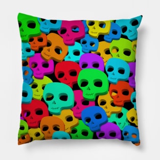 Aesthetic Cartoon Colour Skull Collage ∆∆∆∆ Graphic Design/Illustration Pillow