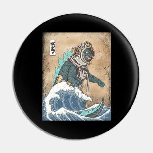 The Great Godzilla diver off Kanagawa Pin