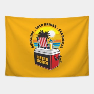 Sunshine Cold Drink Beach Vacation Tapestry