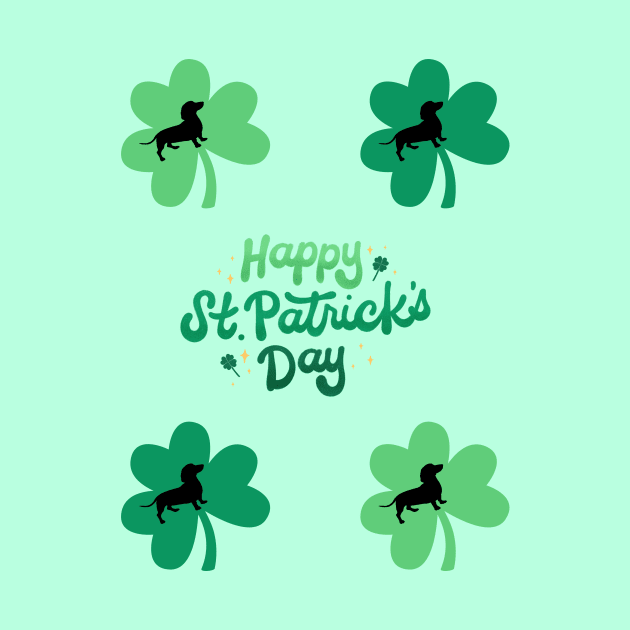 Happy St. Patrick's Day with Dachshund Silhouette in Shamrock by Seasonal Dogs