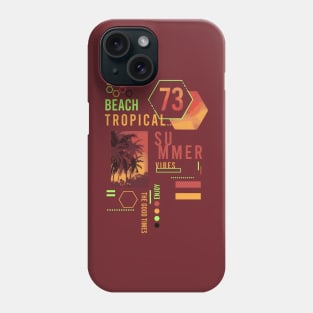 Tropical Summer Vibes palm tree beach Typography Phone Case