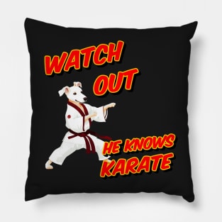 Watch out he knows Karate - dog knows karate Pillow