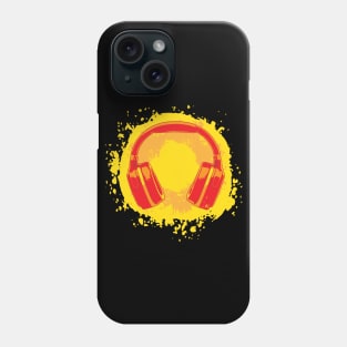 Headphones Art, Red & Yellow Phone Case