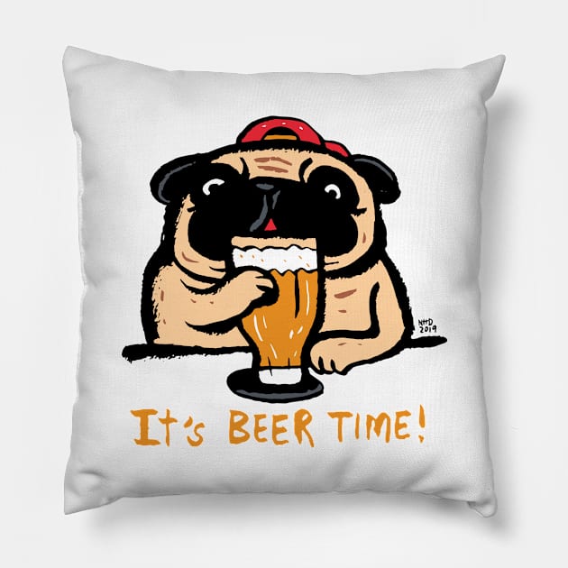 It's beer time Pillow by nokhookdesign