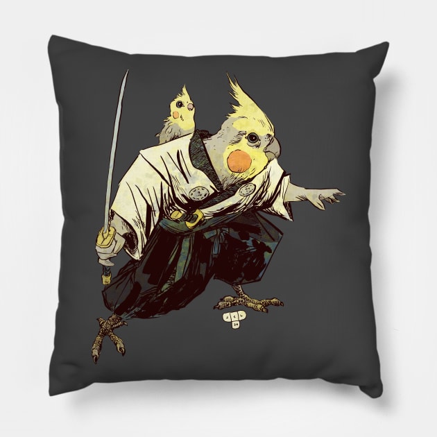 Lone Bird and Chick Pillow by jesse.lonergan