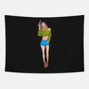 Girl With A Gun Tapestry