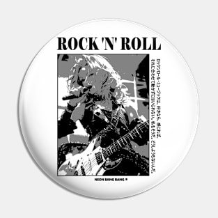 Anime Punk Rock Band Black and White Manga Pin