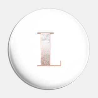 Monogram rose gold glitter marble L Pin